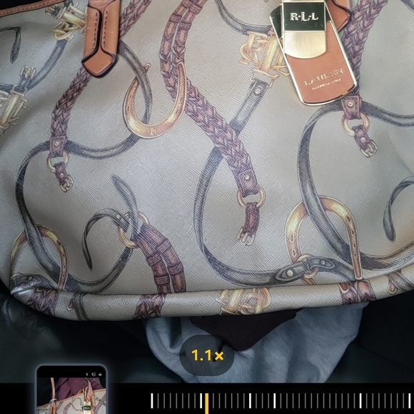 Ralpb Lauren Purse/ Tote Bag Esquestrian Horze Print Caldwwell - Picture 2 of 5